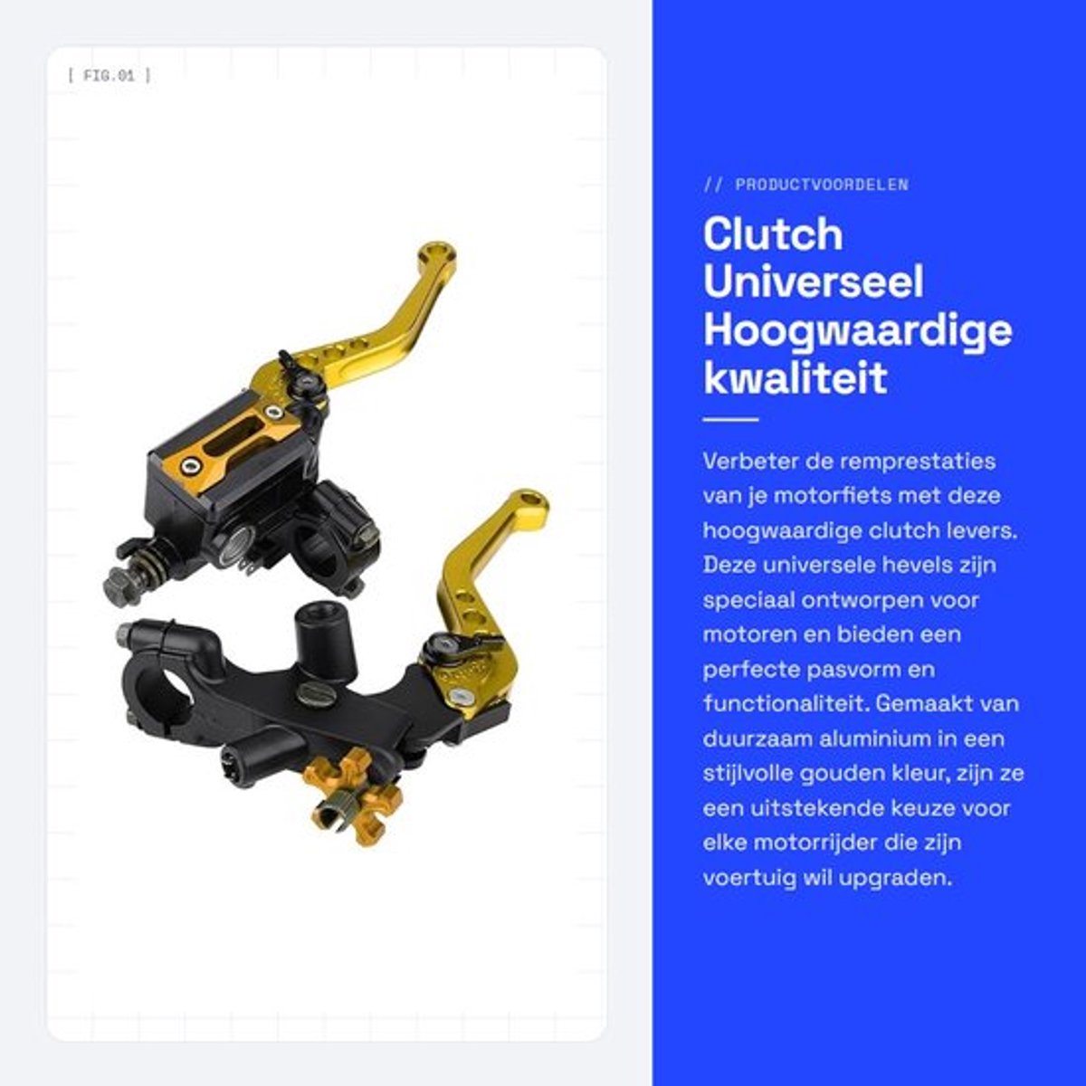 Koppeling Universeel - Koppeling Fietskar - Koppeling Tuinslang - Koppeling Aanhanger - Koppeling Fietskar aan Fiets - Aluminium, 7/8 inch - Motorcycle Levers