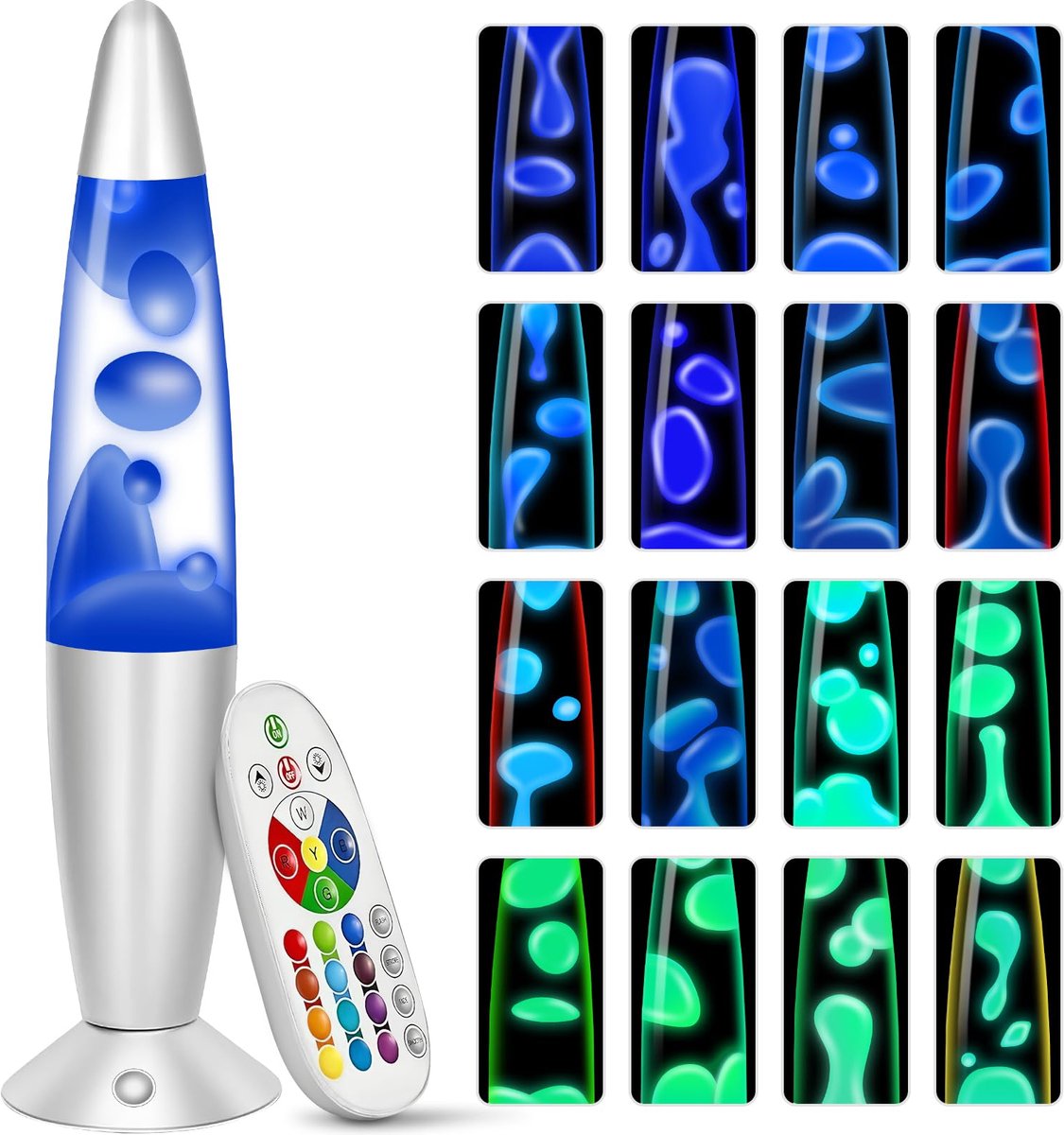 SnelShoppen - KIKILIVE Lavalamp voor Kinderen - Kleurverandering, 17 Kleuren, Nachtlampje, Ontspannend, Ideaal voor Slaapkamer en Woonkamer, Woondecor