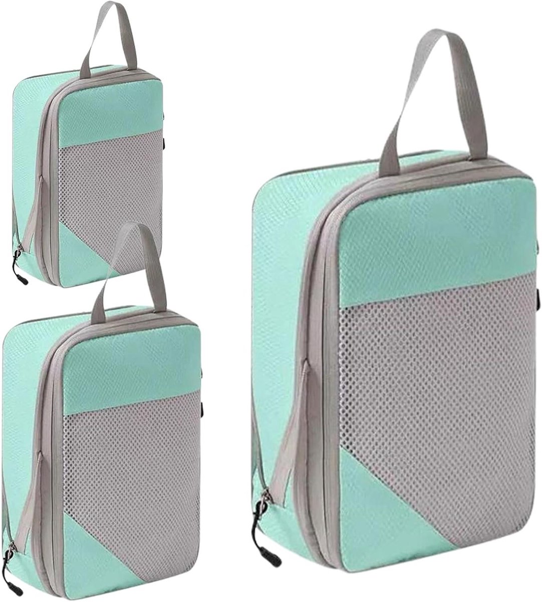 Verpakking Kubussen - Reis Organizers - Ruimte Besparen - Waterdichte Stof - 3 Stuks - Blauw