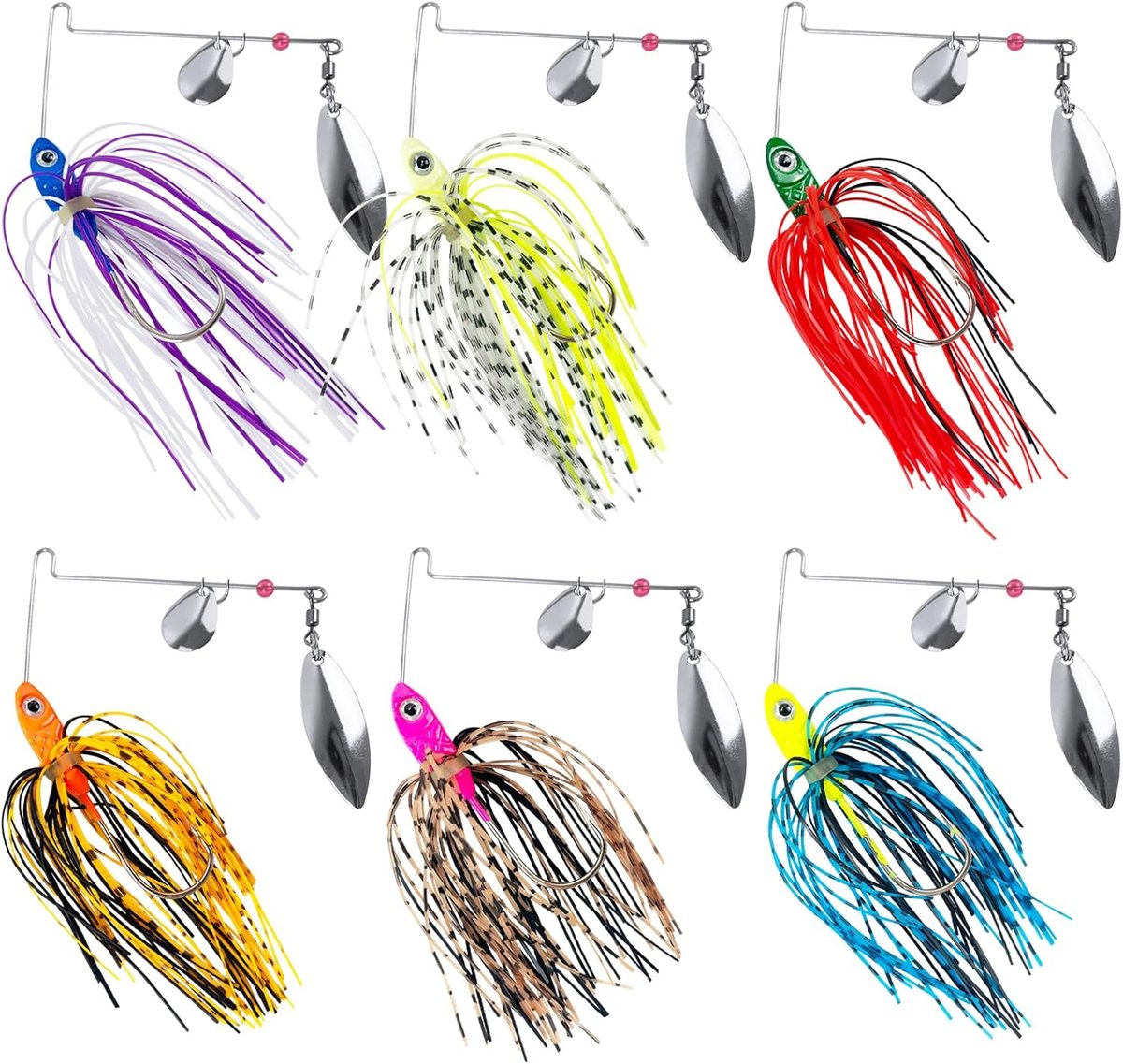 SnelShoppen - Spinnerbait Set 6 Stuks Kunstköder voor Baars, Snoek, Forel, Snoekbaars en Zalm - Perfect voor Hengelen in Alle Seizoenen
