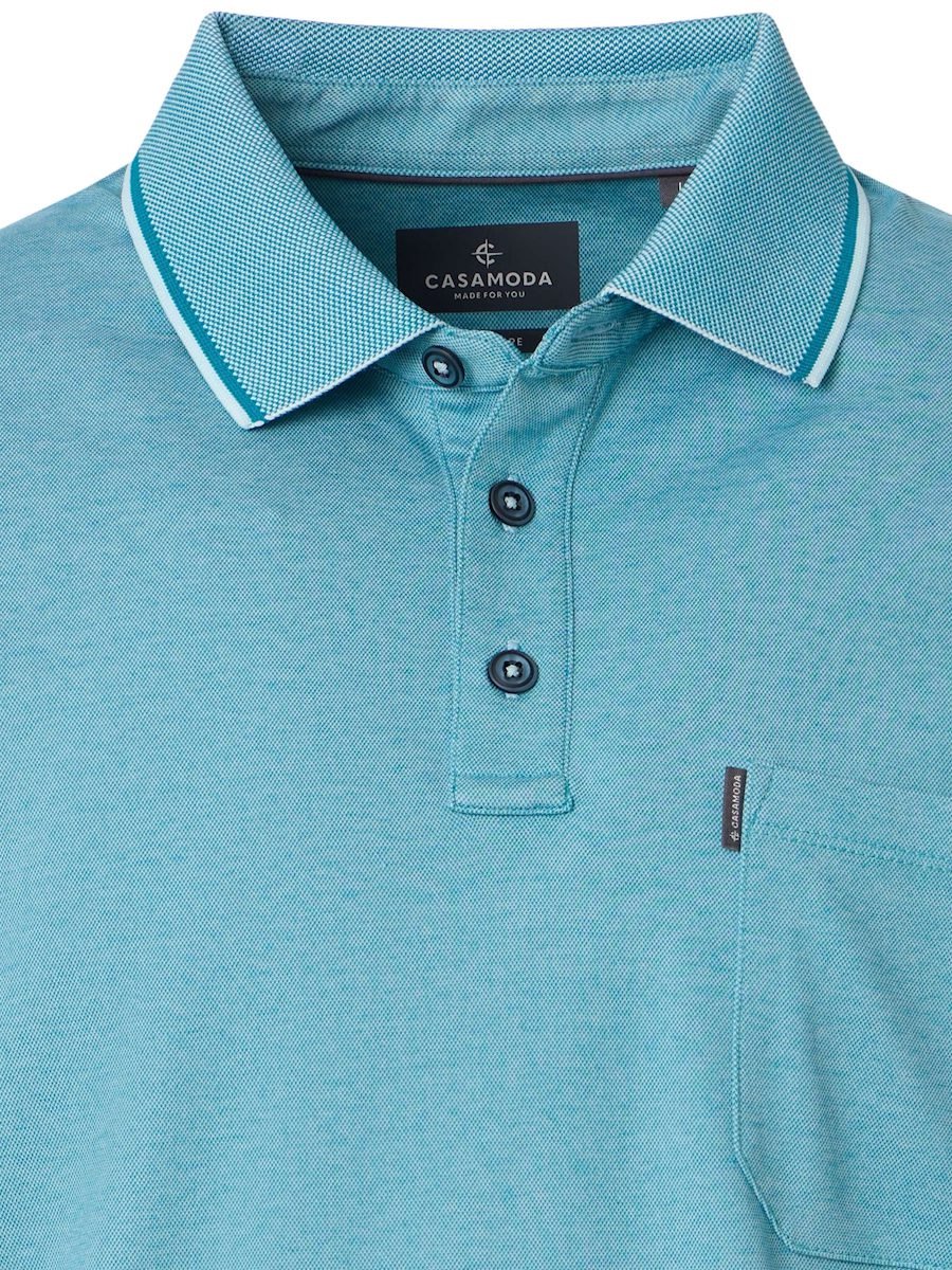 Poloshirt Met Borstzakje 3 Knoops Blauw Casa Moda - S