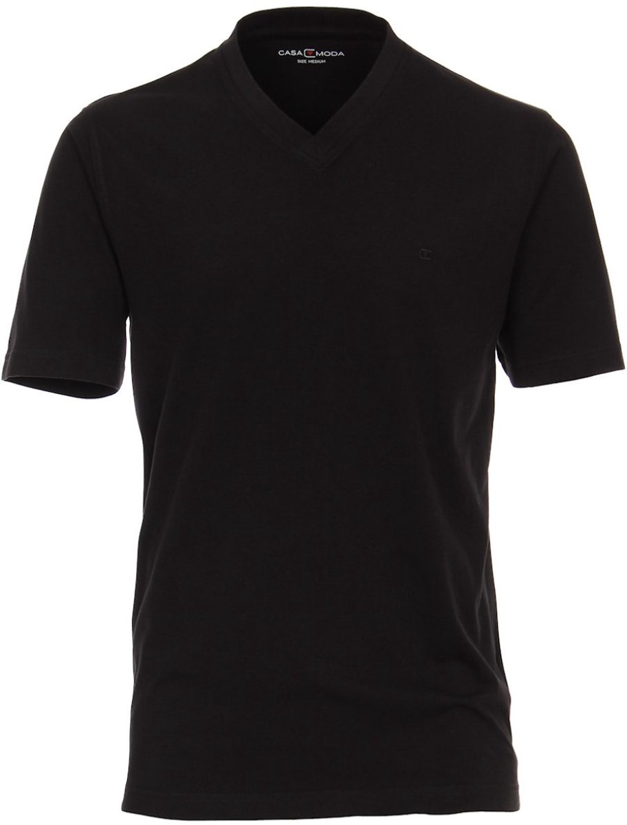 Casa Moda Basis T-shirt Katoen V-hals Zwart 2-Pack - 4XL