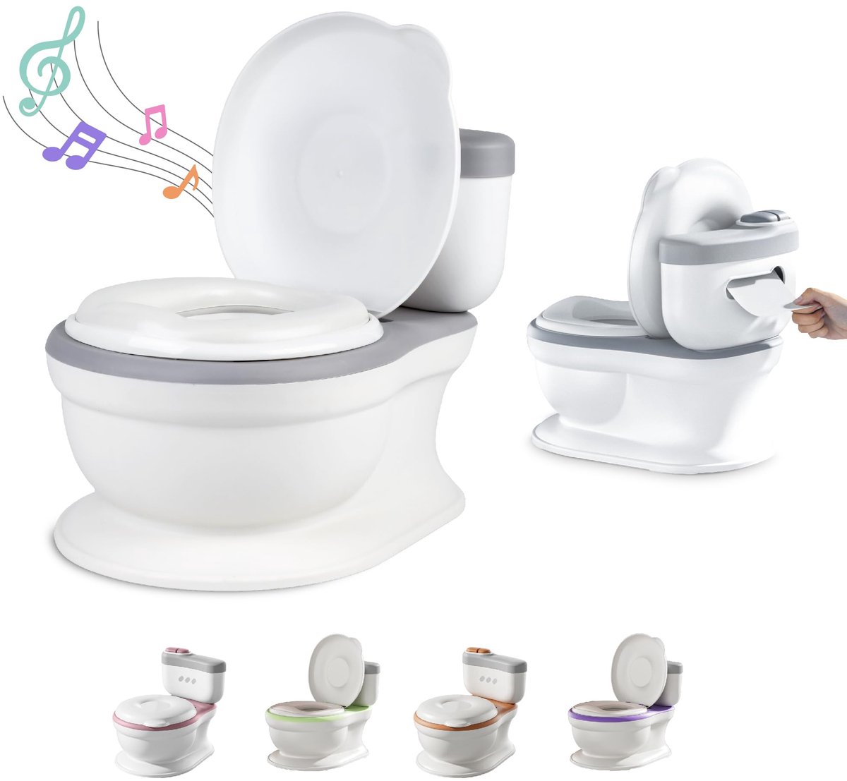 SnelShoppen - Potje Voor Baby's Met Geluid - Zindelijkheidstraining - Comfortabel Antislip Plaspotje - Wc Baby Toilet Met Spoelgeluid En Muziek - Kind