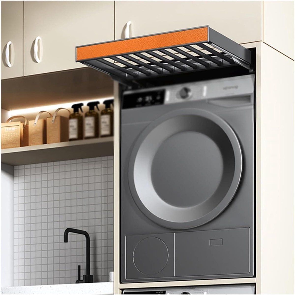 Wasdroogrek Aluminiumlegering Uittrekbare Kledinghanger Ruimte Besparen Draagvermogen 35 Kg 664-714 mm Oranje