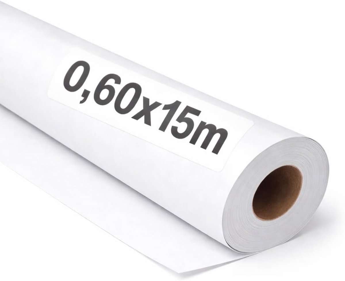 SnelShoppen - Wit Kraftpapier Rol 0,60 x 15 m - Cadeaupapier, Verpakkingspapier, Knutselpapier, Robuust en Gemakkelijk te Snijden voor Feestelijke Gel
