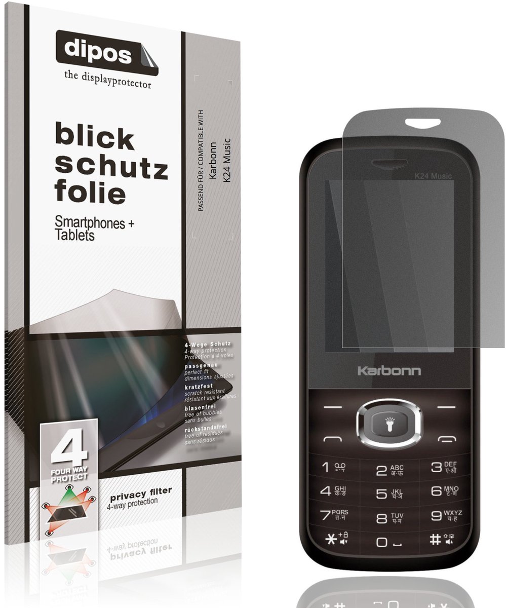 dipos – Matte Privacy Screenprotector geschikt voor Karbonn K24 Music | Anti-Spy Beschermfolie