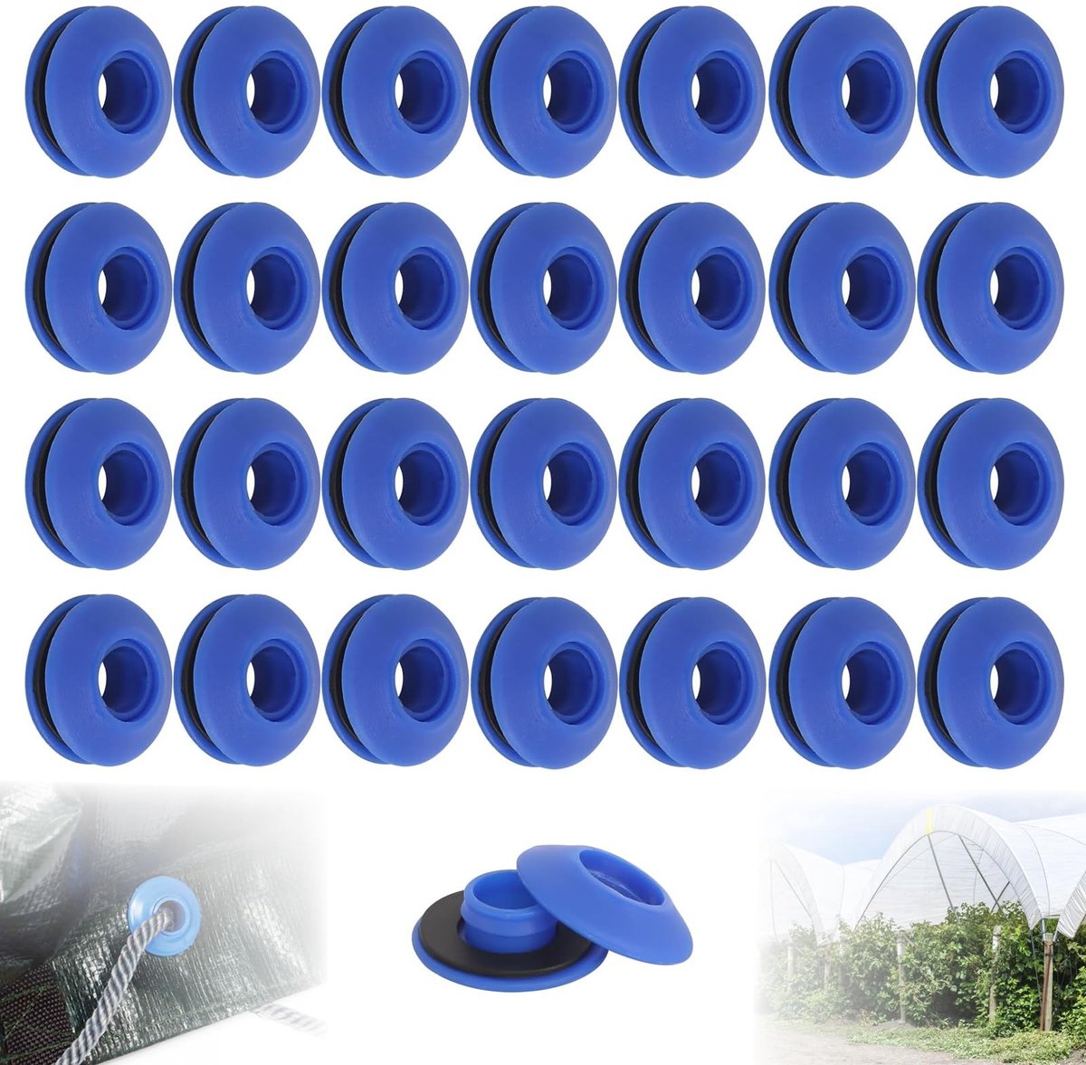 Dailygoods- Ogenenset 50 Stuks - Kunststof Oogjes - Voor Dekzeil/Tenten - Duurzaam - Anticorrosie - Afmetingen 28 x 28 x 12 mm