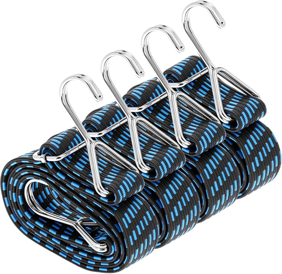 Dailygoods - 4Pcs Verstelbare Tension Rubber met Haak - Elastisch Touw