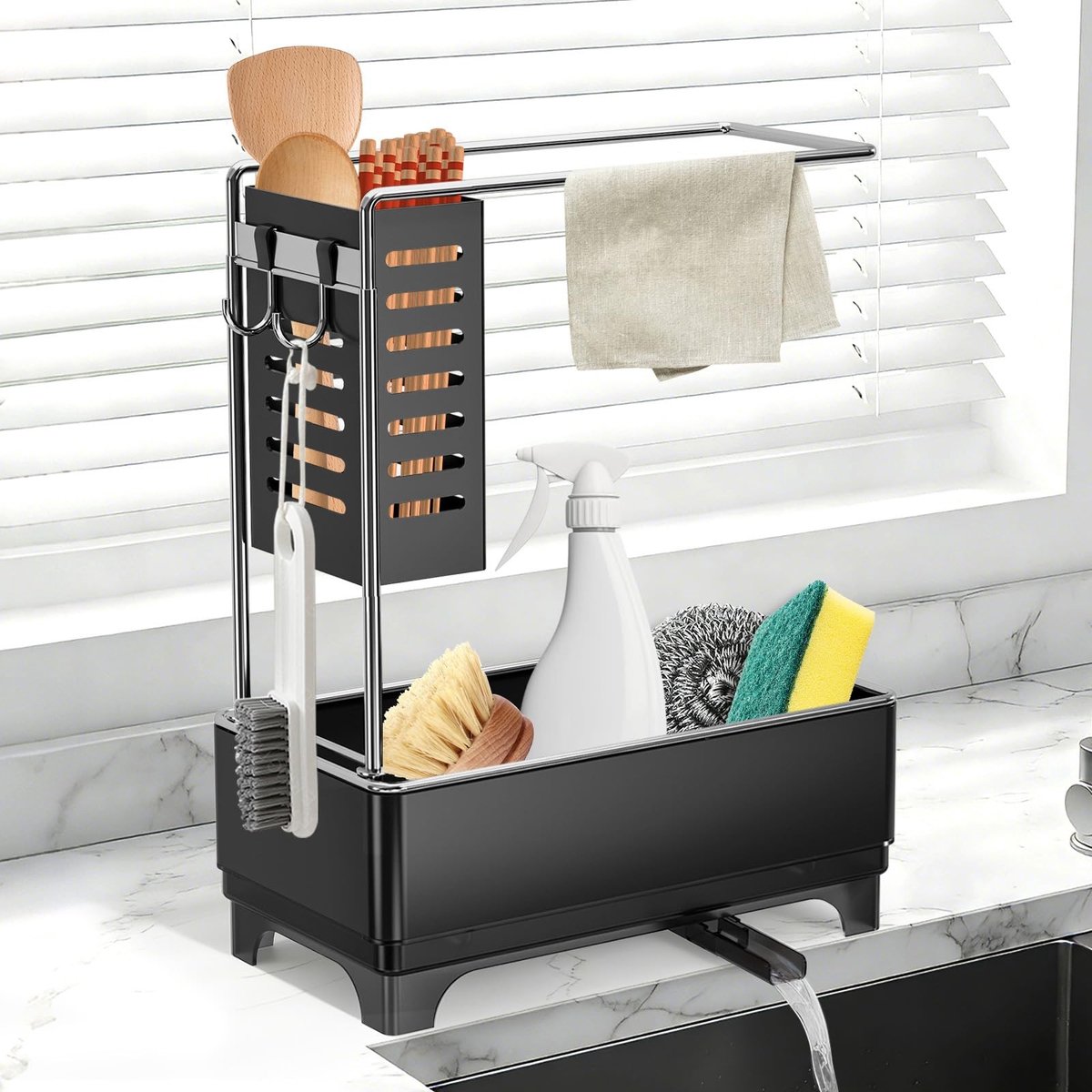 Dailygoods - Afwasrek met Sponshouder en Multifunctionele Haakjes