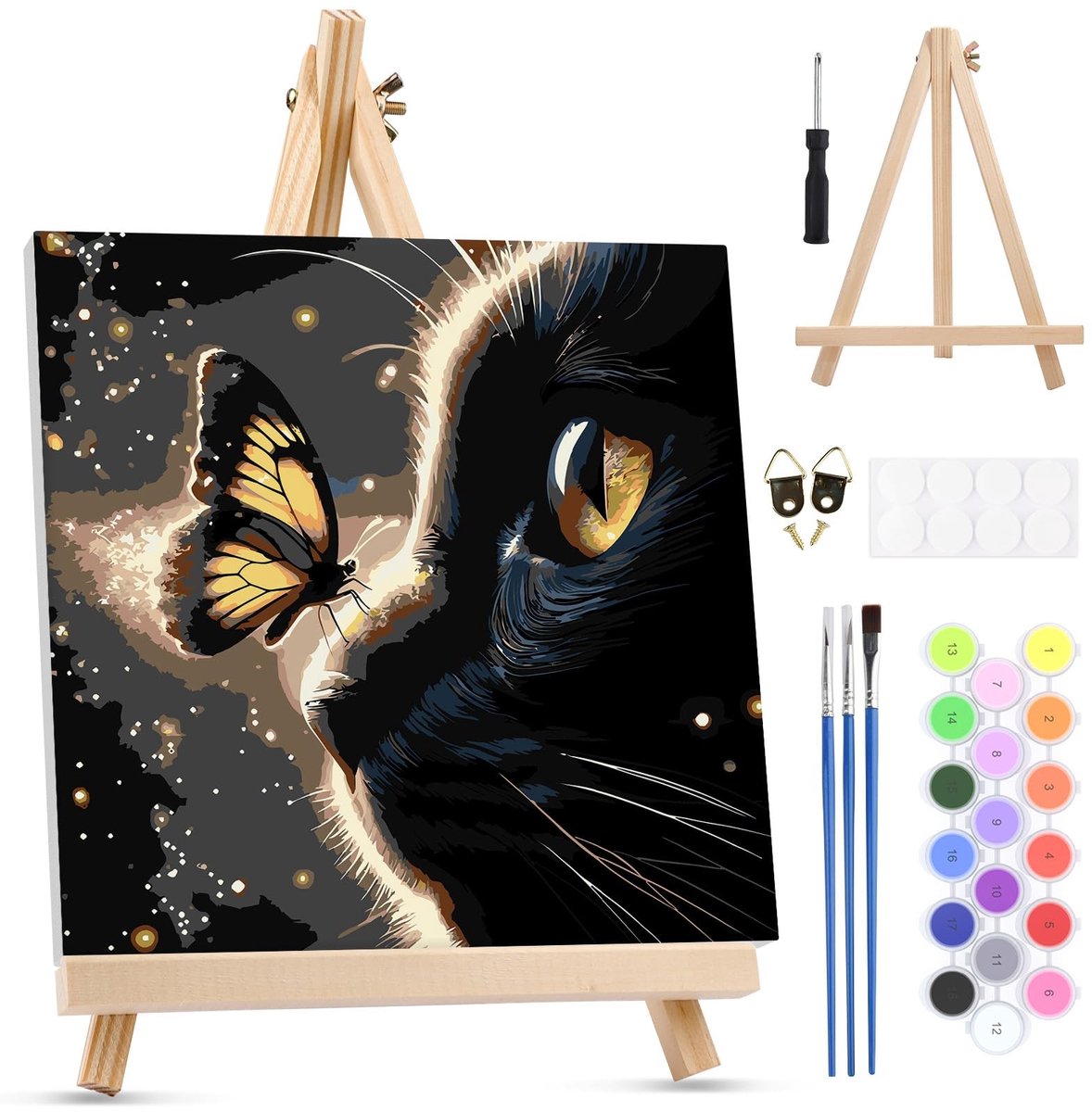 Dailygoods - Schilderen op Nummer Set voor Volwassenen - Kat en Vlinder