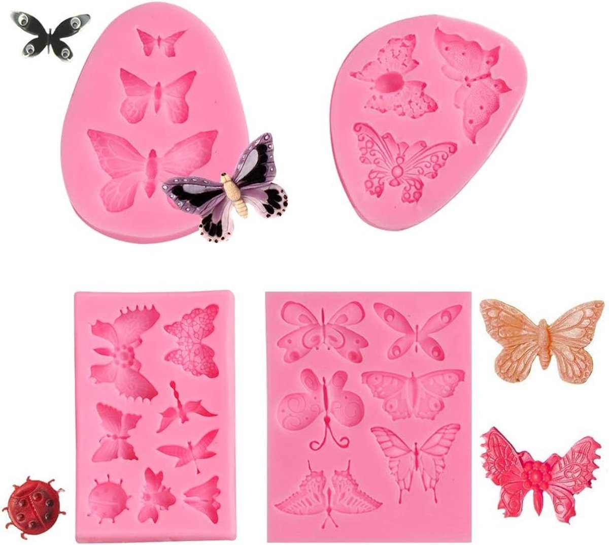 Dailygoods - 4 Stuks Vlinder Cake Fondant Mallen - Siliconen Decoratie Benodigdheden voor Taarten