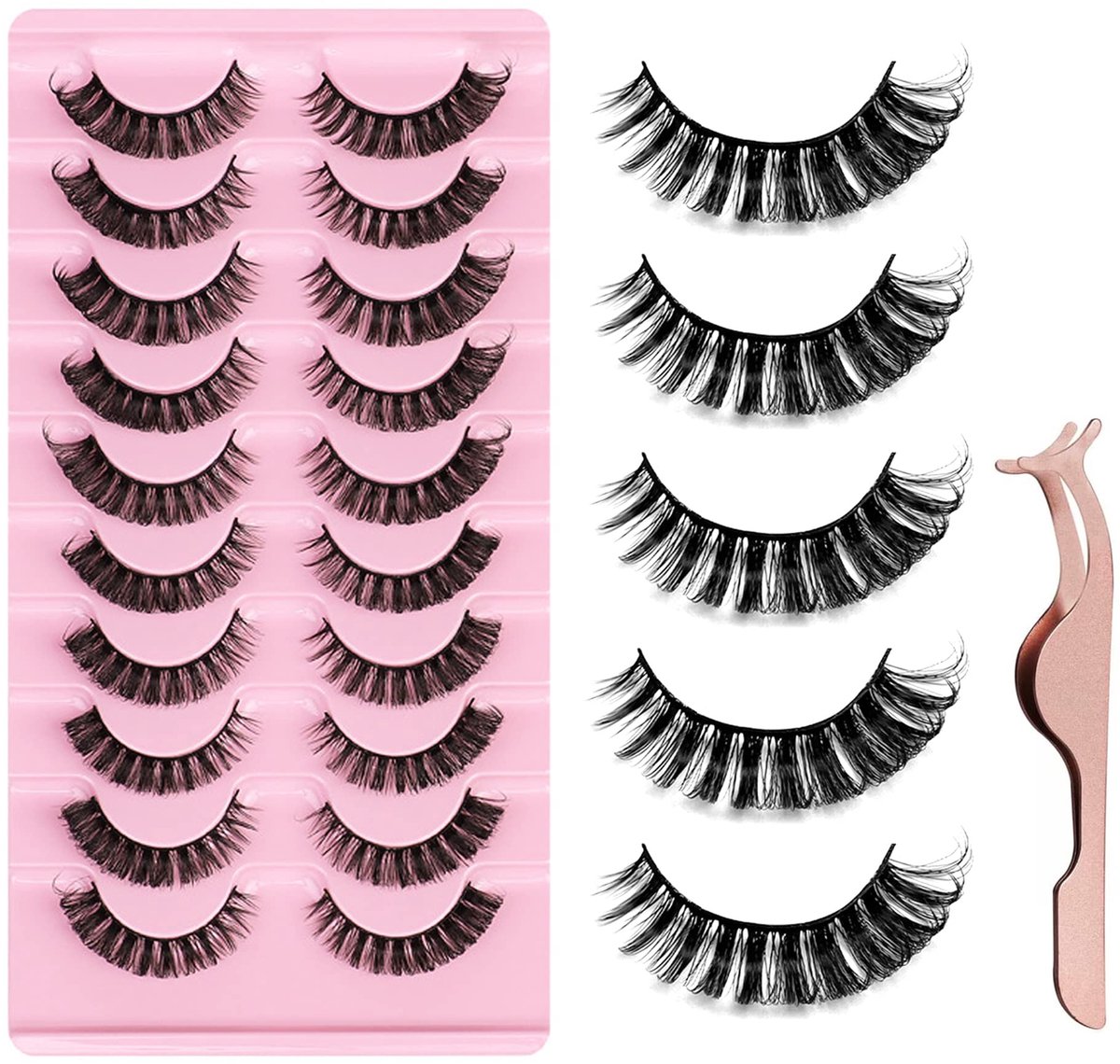 Dailygoods - 10 Paar 3D Valse Wimpers met Wimperclip