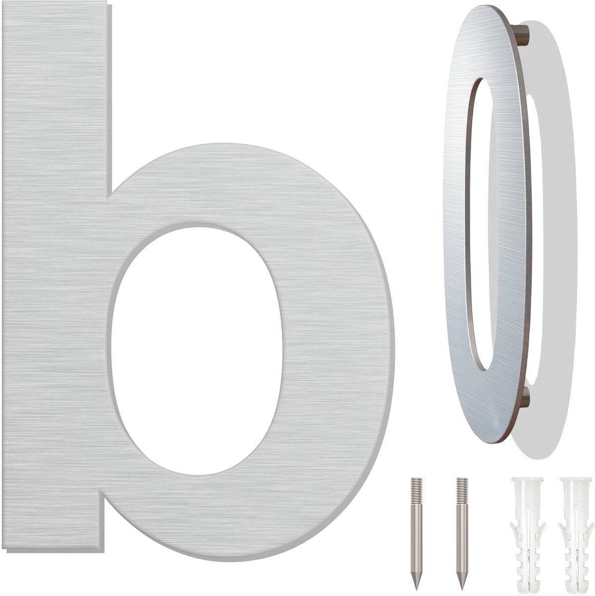 Dailygoods - Geborsteld modern huisnummer 203mm hoogte - Roestvrij staal, drijvende uitstraling, brief b