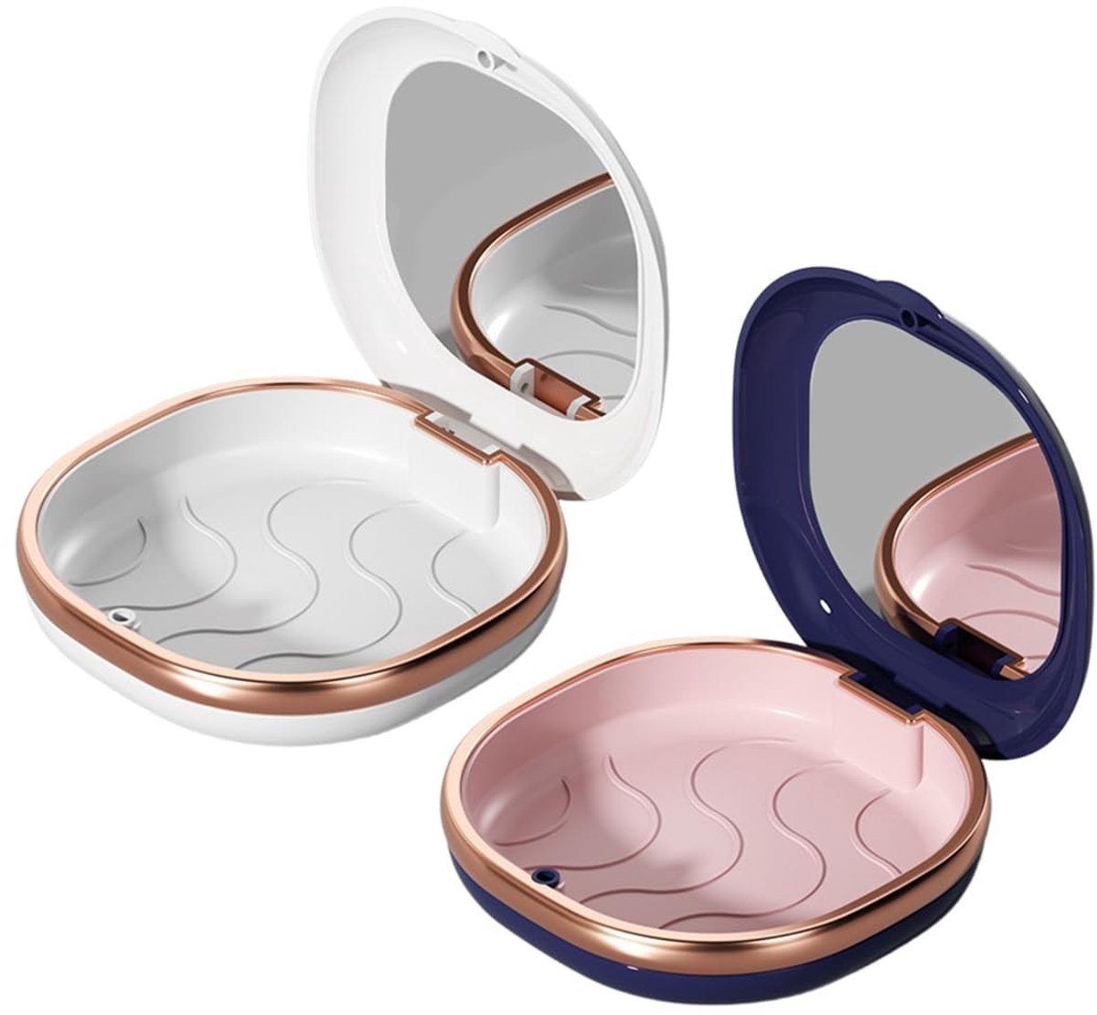 Dailygoods- Tandapparatuurbox - Compact - Duurzaam - Gemakkelijk schoon te maken - Opbergdoos - Inclusief spiegel - Veilig voor beugels - Beugeldoos
