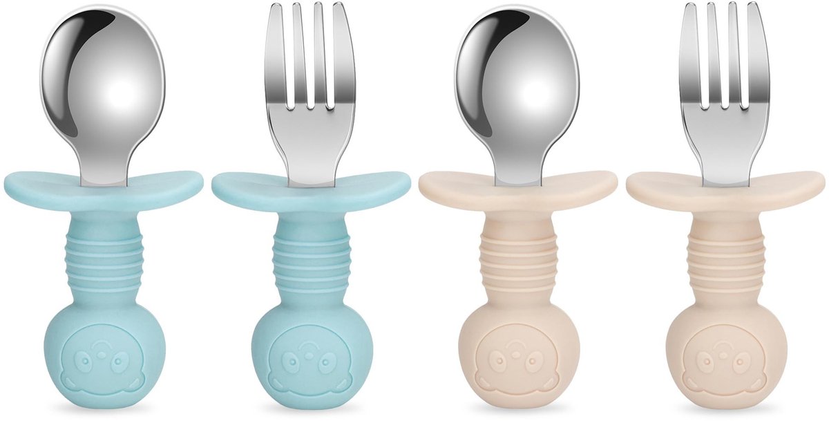Dailygoods - 4 Stuks Babybestekset - BPA-vrij Siliconen en Roestvrij Staal