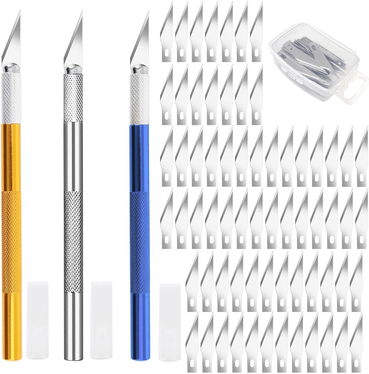 Dailygoods - 100 Stuks Scalpelset met 3 Knutselmessen en Reservemesjes voor Precisiewerk