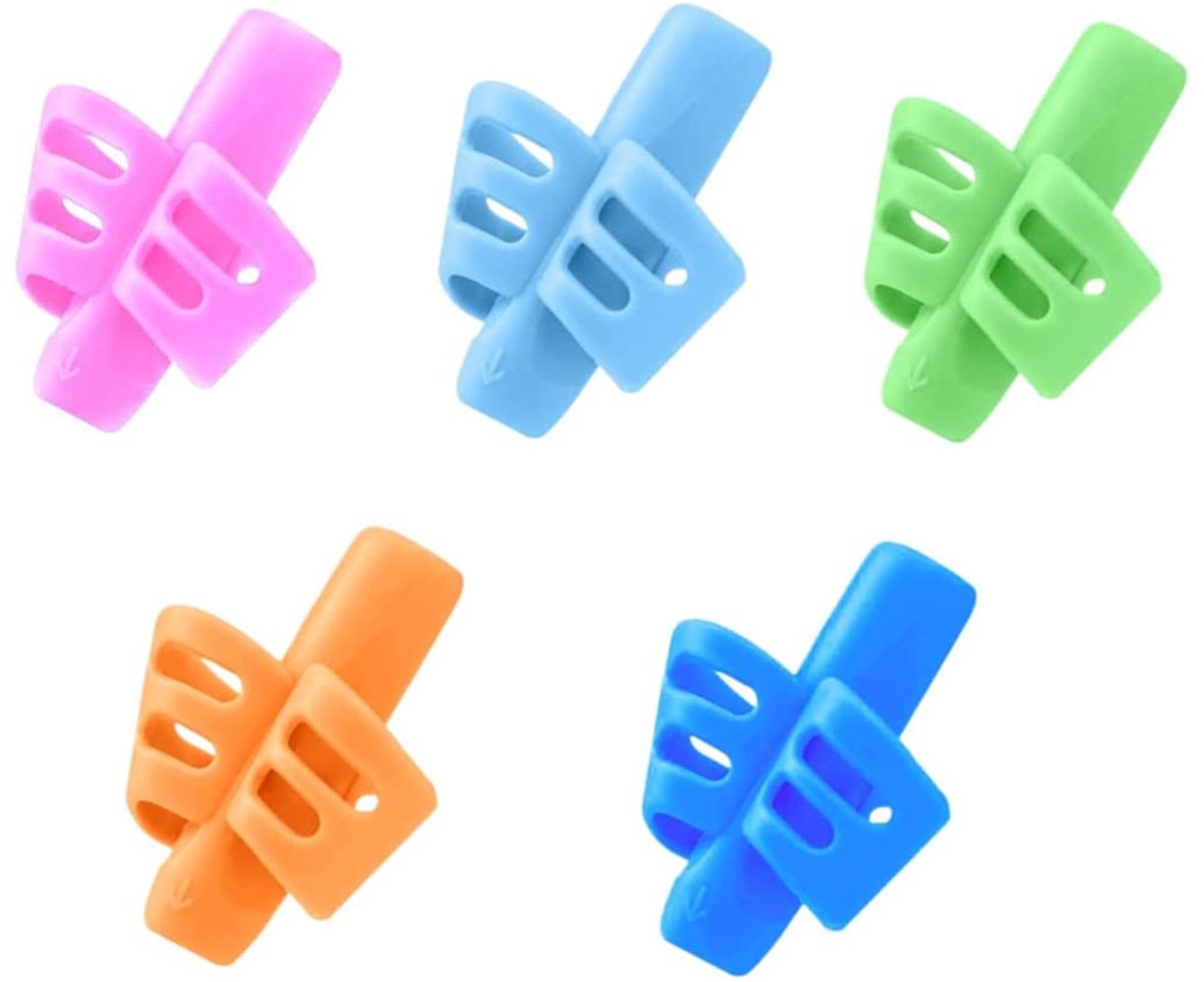 Dailygoods - 5 Stuks Ergonomische Potloodgrepen voor Kinderen en Volwassenen - Schrijfhulp in 5 Kleuren