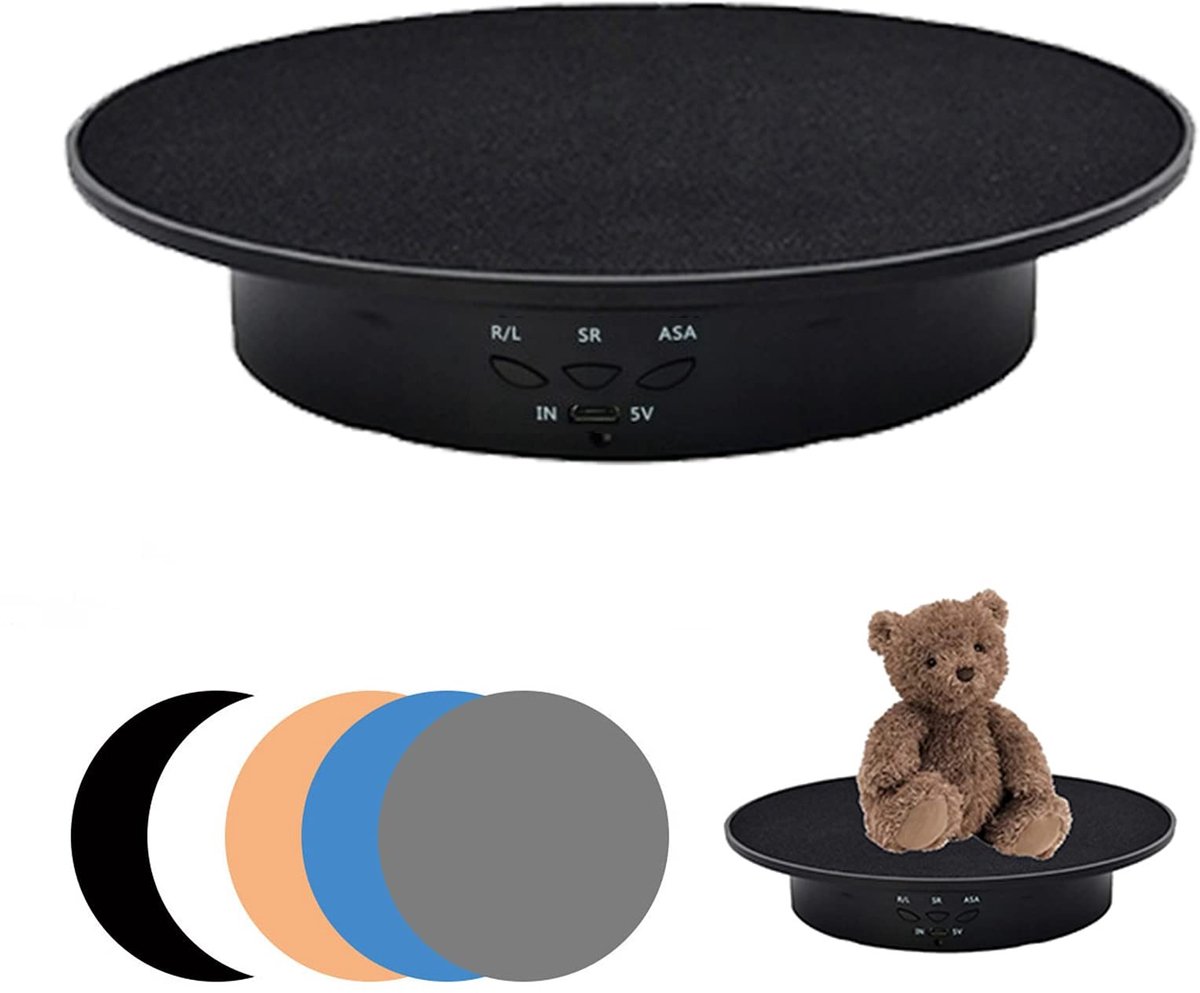 Dailygoods- Platenspeler Elektrisch - Draaibaar 90°/180° - Instelbare Snelheid - Met 5 Achtergronden - Geschikt voor Fotografie/Video - Draaiplateau
