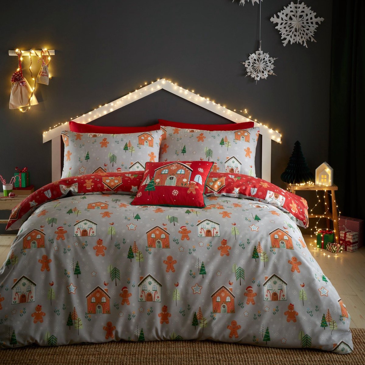 Dailygoods - Bedlam Christmas Gingerbread House Dekbedovertrek - Eenpersoons 140 x 200 cm