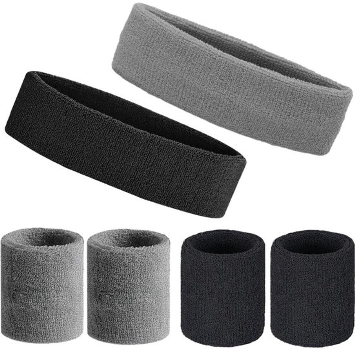 Pack van 6 Sport Sweatbands en Haarbanden voor Mannen en Vrouwen - Ideaal voor Gym, Yoga en Sportactiviteiten