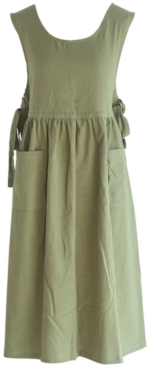 Dailygoods - Vrouwen Schort Plus Size - Katoenlinnen met 2 Zakjes