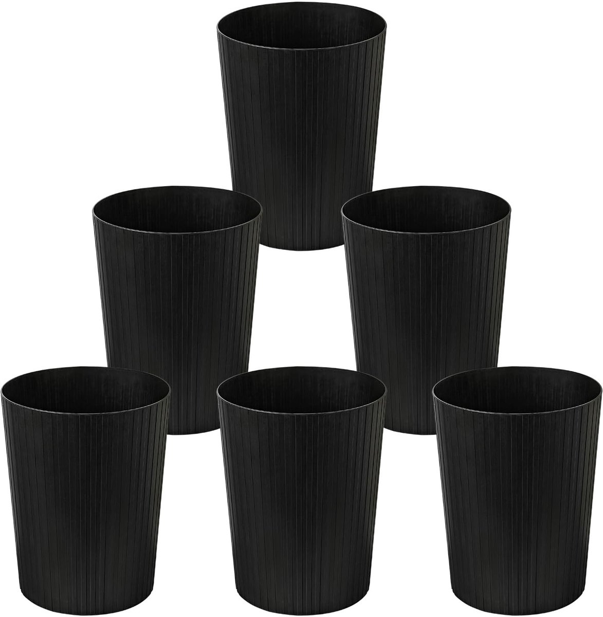 Dailygoods - Set van 6 Plastic Afvalbakken - 7.2 Liter Zwart
