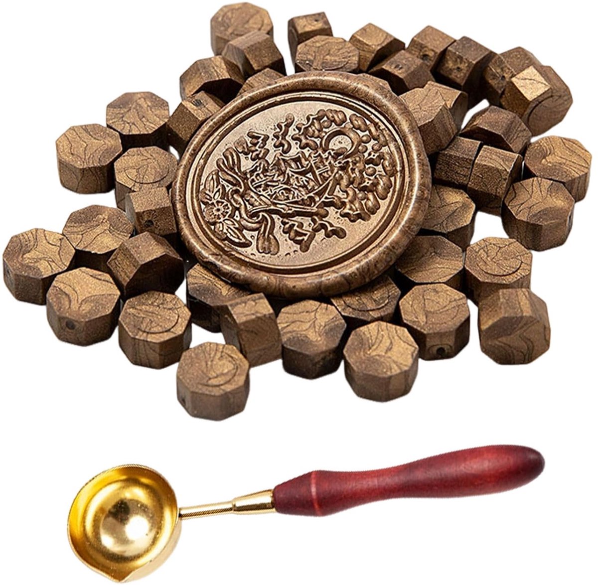 Dailygoods - Wax-Zegelstempel Set - Gepersonaliseerde Waszegels met Smeltlepel - 200 Stuks