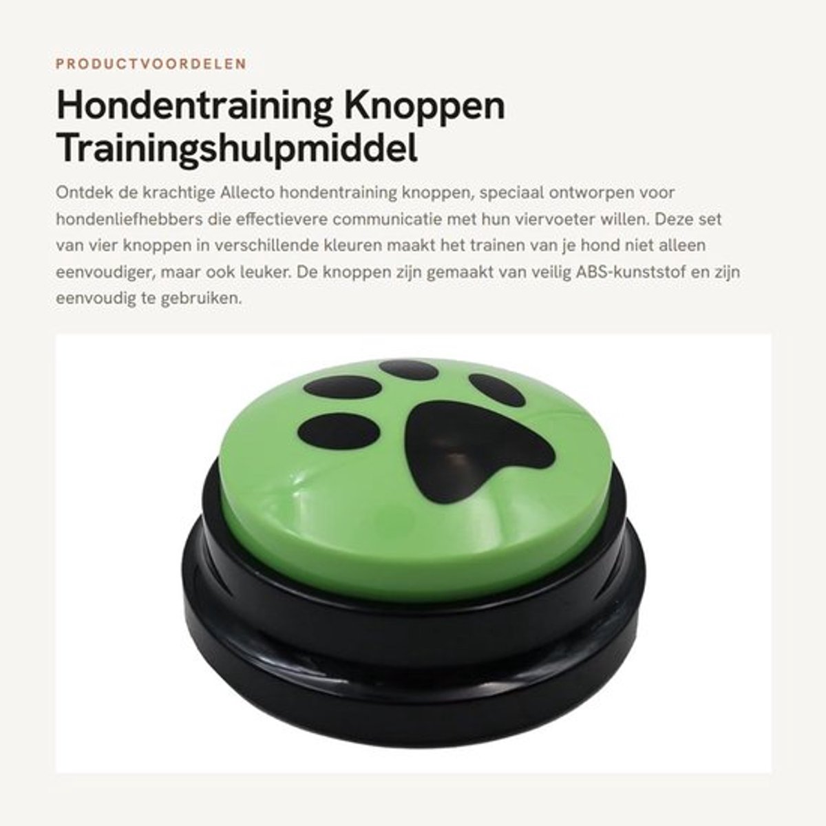 Hondentraining Knoppen - Trainingshulpmiddel - Rood Geel Groen Hunan Kleur - Geluidsopname - Voor Honden - 4 Stuks