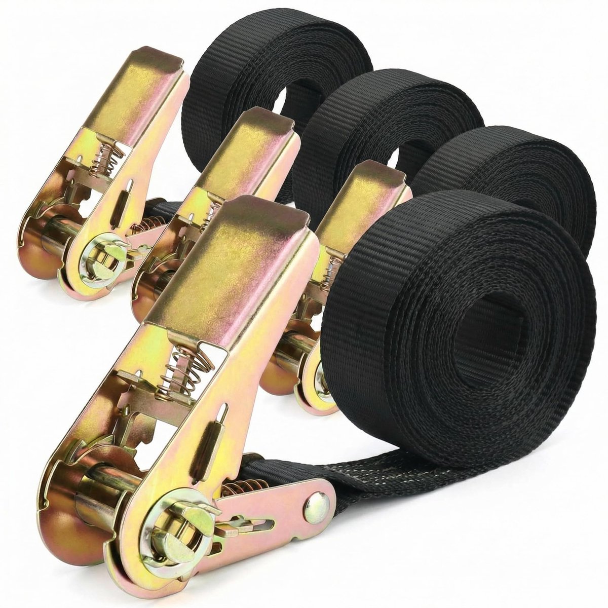 Dailygoods - Pack van 4 Ratchet Straps - Sterke Spanbanden voor Motor en Auto