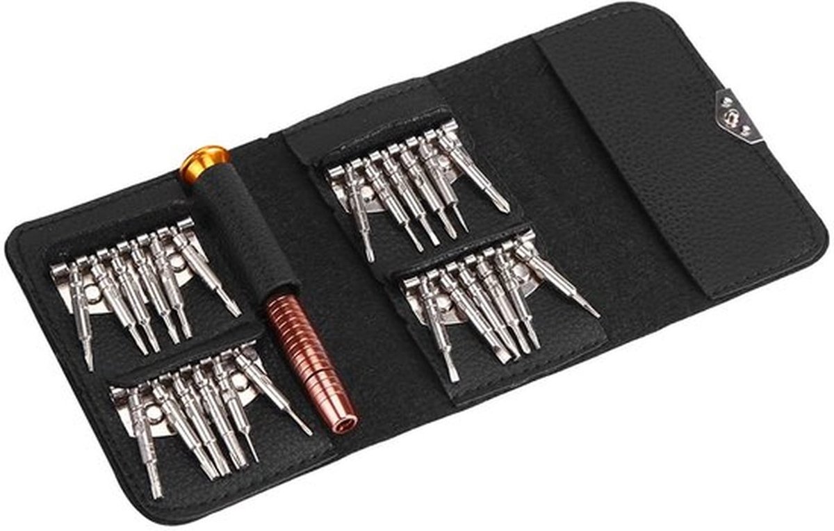 - Precisie-schroevendraaierset - 25-in-1-set - Robuust en Duurzaam - Geschikt voor smartphone en tablet - Inclusief 24 magnetische bits - Perf...