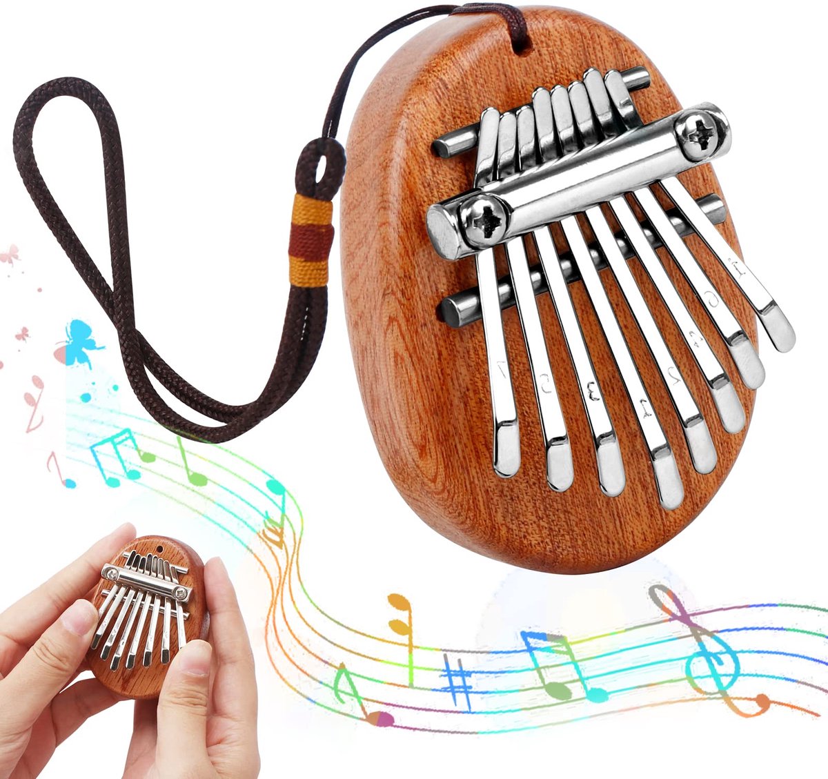 Dailygoods - Mini Duimpiano met 8 Toetsen - Draagbaar Muziekinstrument voor Beginners