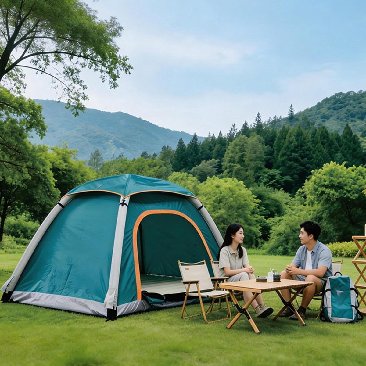 Opblaasbare Kampeertent - Luchttent Outdoor - Kamperen en Hiken - 300 Seconden Opzetbaar - 2-3 Personen - One Color
