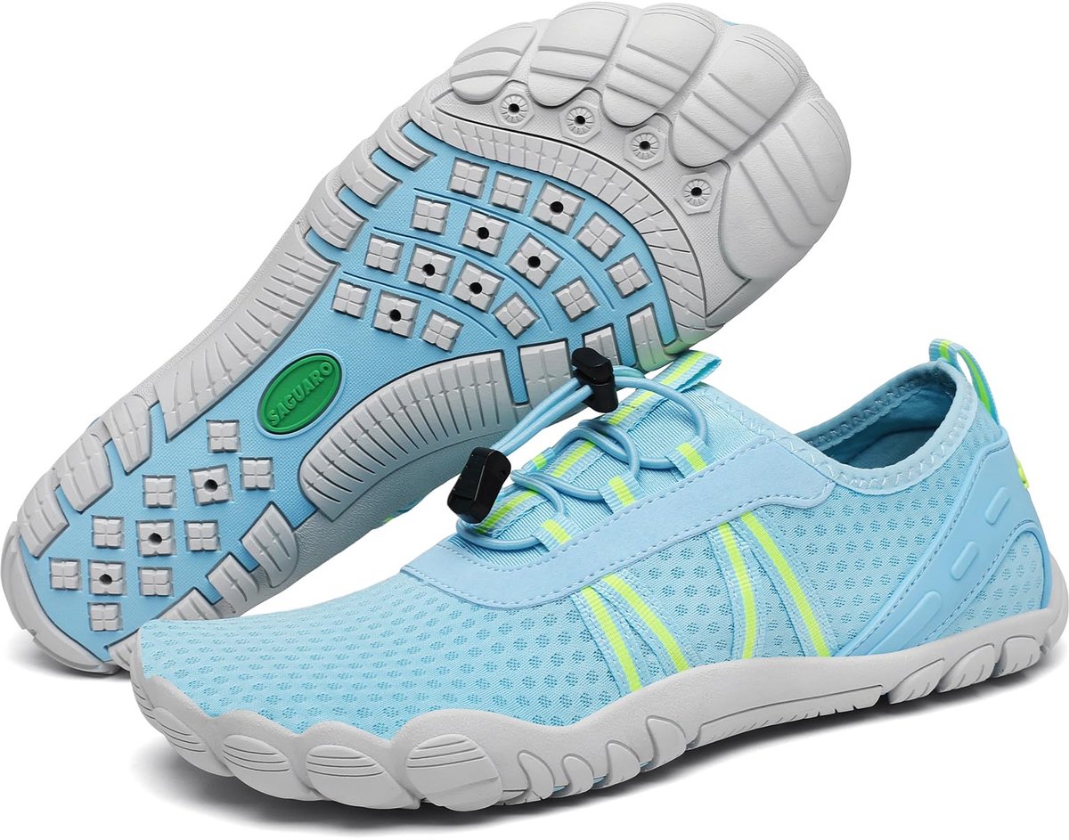 SnelShoppen - Badschoenen voor Dames en Heren, Sneldrogende Waterschoenen, Zwemschoenen, Aquaschoenen in Helder Hemelsblauw, Maat 36-48, Perfect voor