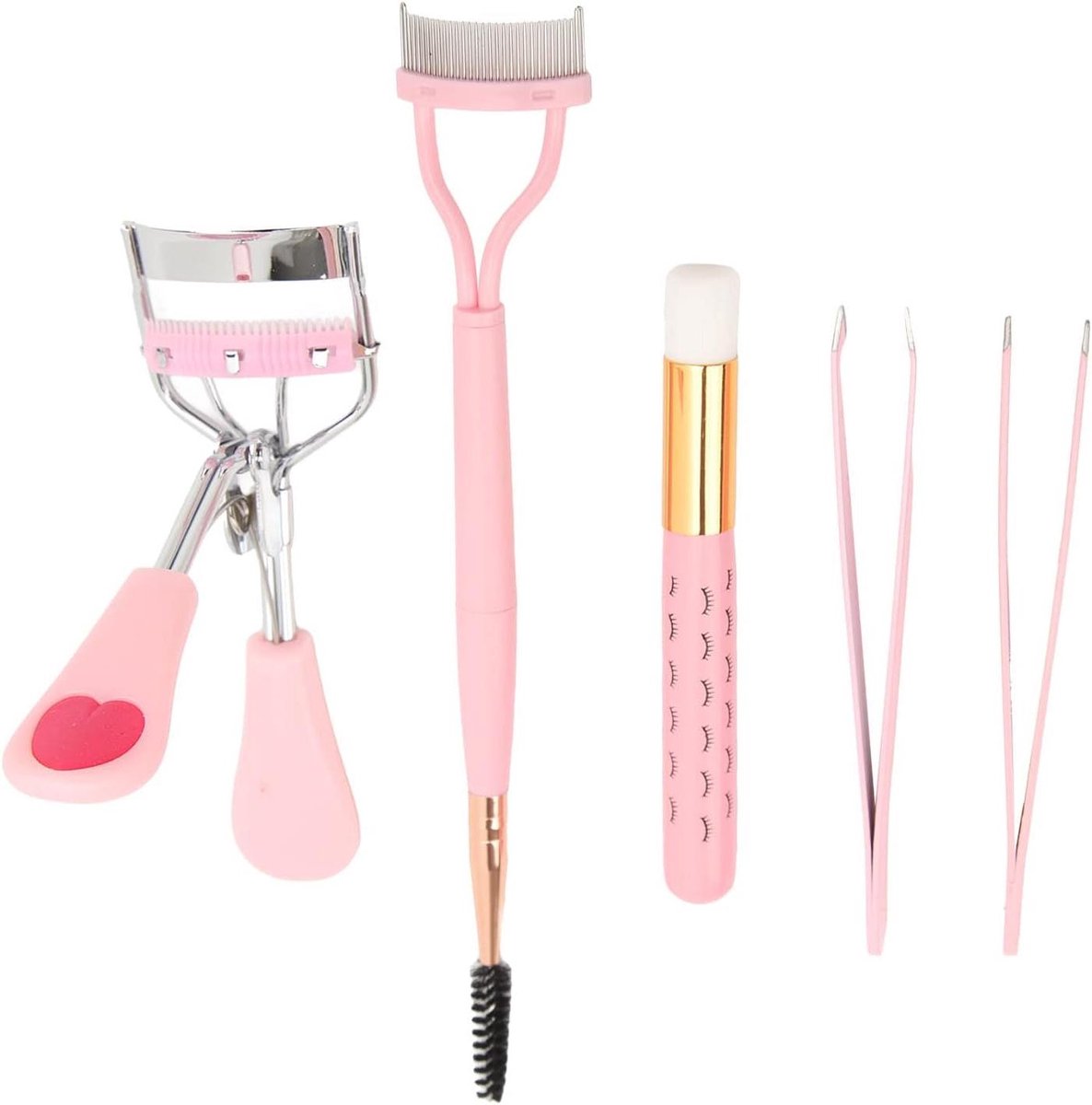 Wimperkam en Kruller - Make-up Tool - Wimpers Stylen - Dubbelzijdig Ontwerp - Complete Set - Roze