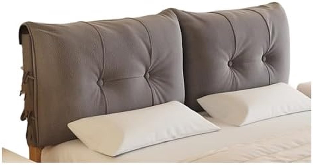 Gestoffeerd Hoofdkussen - Rugkussen Bed - Ontspannen in Bed - Met Zijvakken - 90 x 60 x 12 cm - Grijs