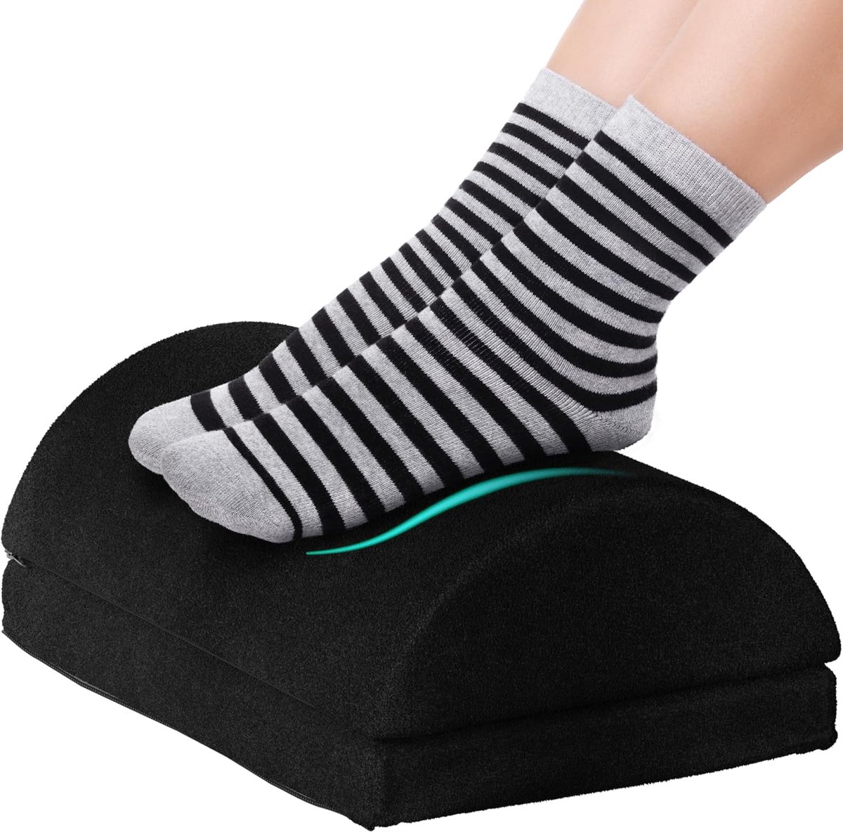SnelShoppen - Ergonomische Voetensteun - Memory Foam - Verstelbaar - Wasbaar - Thuis & Kantoor - Zwart - Comfortabel & Ondersteunend