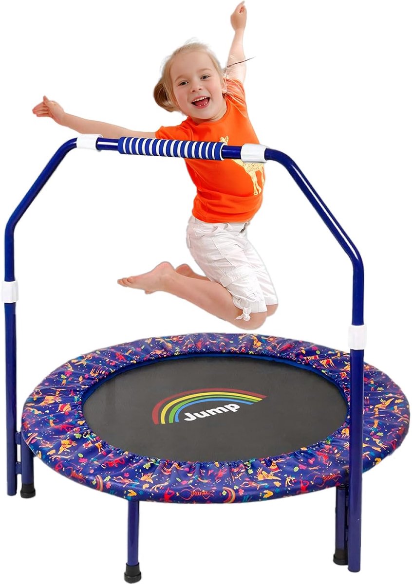 Trampoline voor kinderen, diameter ca. 91 cm, opvouwbare rebounder voor mini-trampoline met schuimrubberen handgreep - ShopVlot