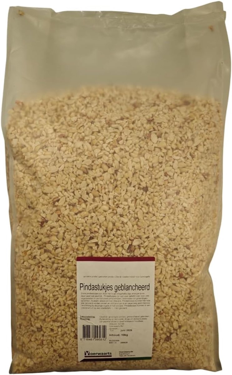 SnelShoppen - Pindastukjes Geblancheerd - 20kg Gebroken Pinda's - Energierijk Tuinvogelvoer - Gepelde & Gehakten Pinda's voor Tuin en Vogelhuisje
