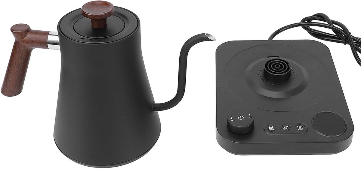 Elektrische Waterketel - Zwanenhals Ketel Giet Ketel - Koffie en Thee Zetten - Nauwkeurige Temperatuurregeling - 900 ml - Zwart