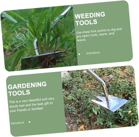 Tuin Weder Tool - Wortelverwijderaar Hark - Onkruid Verwijderen - Roestvrij Staal - 36 cm - Zilver — afbeelding 5