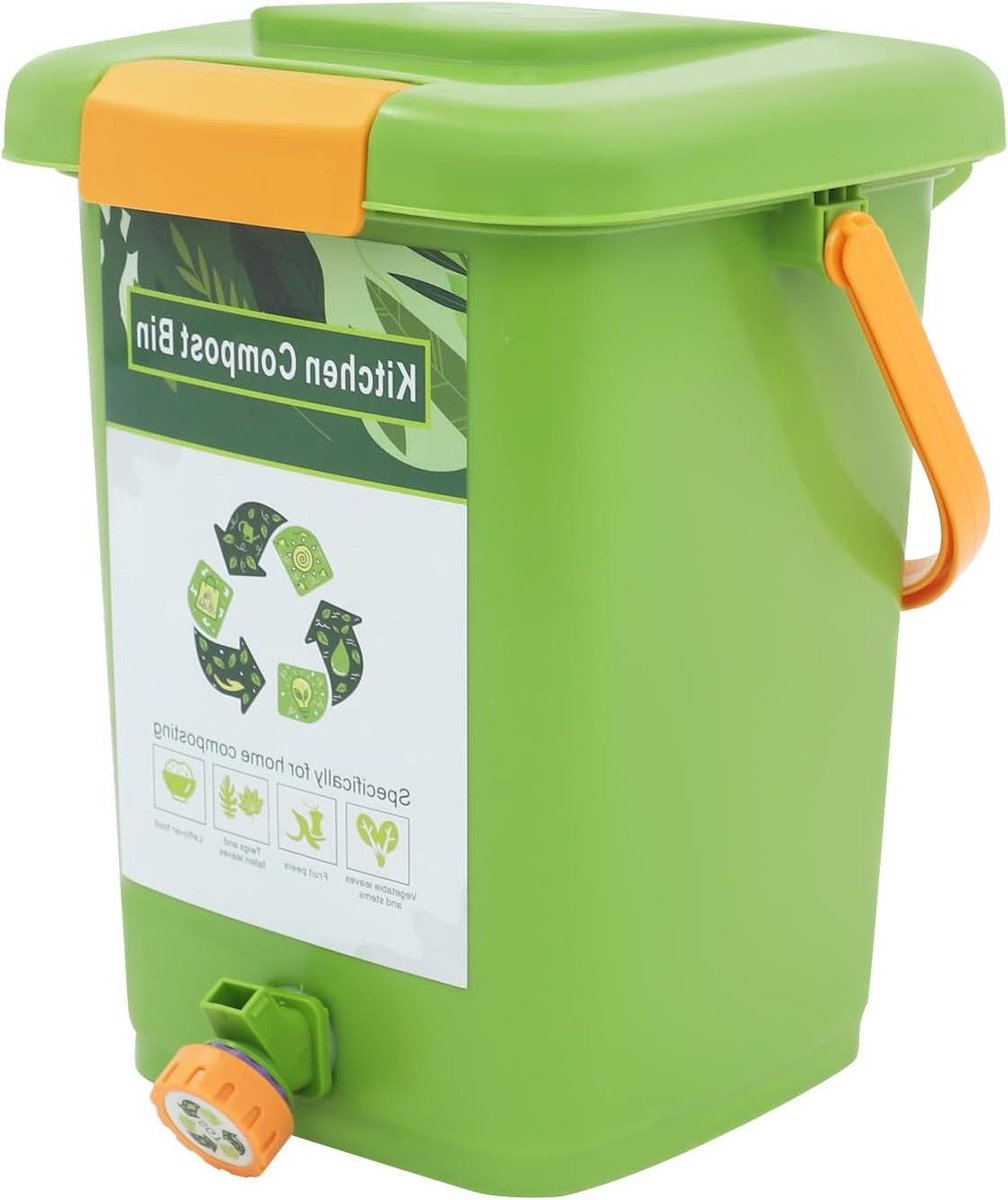 Keuken compostbak - Bio-afvalemmer GFT bak - Afval verwerken - Dubbele geurdichting - 10 Liter - groen