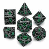 YQLAFT Metaal dobbelstenen set van 7, RPG dobbelstenen, D&D dobbelstenen, Dice set, groene metalen dobbelstenen, Geschikt voor D&D-spellen met een Cthulhu-thema
