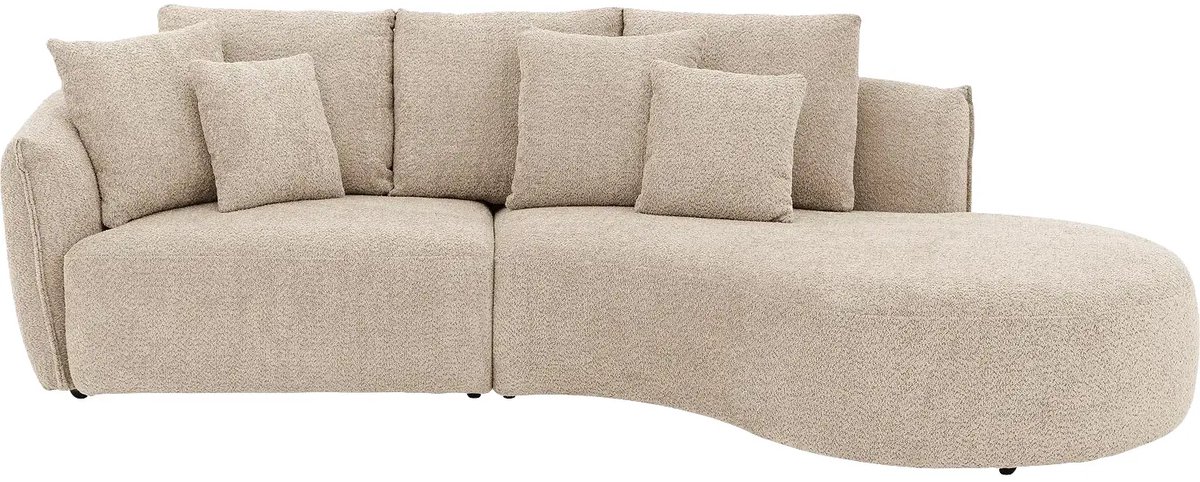 Goossens Hoekbank - Stof - Beige - 294 x 85 x 164 cm - Rechts