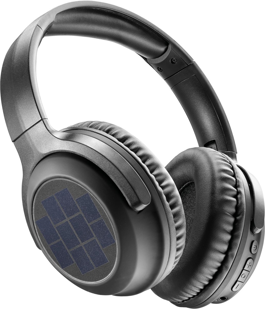 SnelShoppen - Draadloze Hoofdtelefoon met Zonnepanelen - 40 Uur Speeltijd - Verstelbare Zachte Hoofdband - USB-C en Zonne-energie Opladen - Zwart - Id