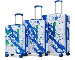 Welltin Koffer set- Grote Reiskoffer - 3 Delige Blauw Reiskoffer - Handbagage Koffer - Trolley - Koffers - 28/24/20 - Spinner wielen - Cijferslot - Lichtgewicht