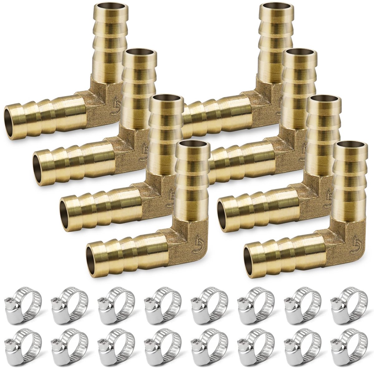 Dailygoods - 2-Weg L-vormige slangkoppeling - 10 mm messing connector met 16 klemmen