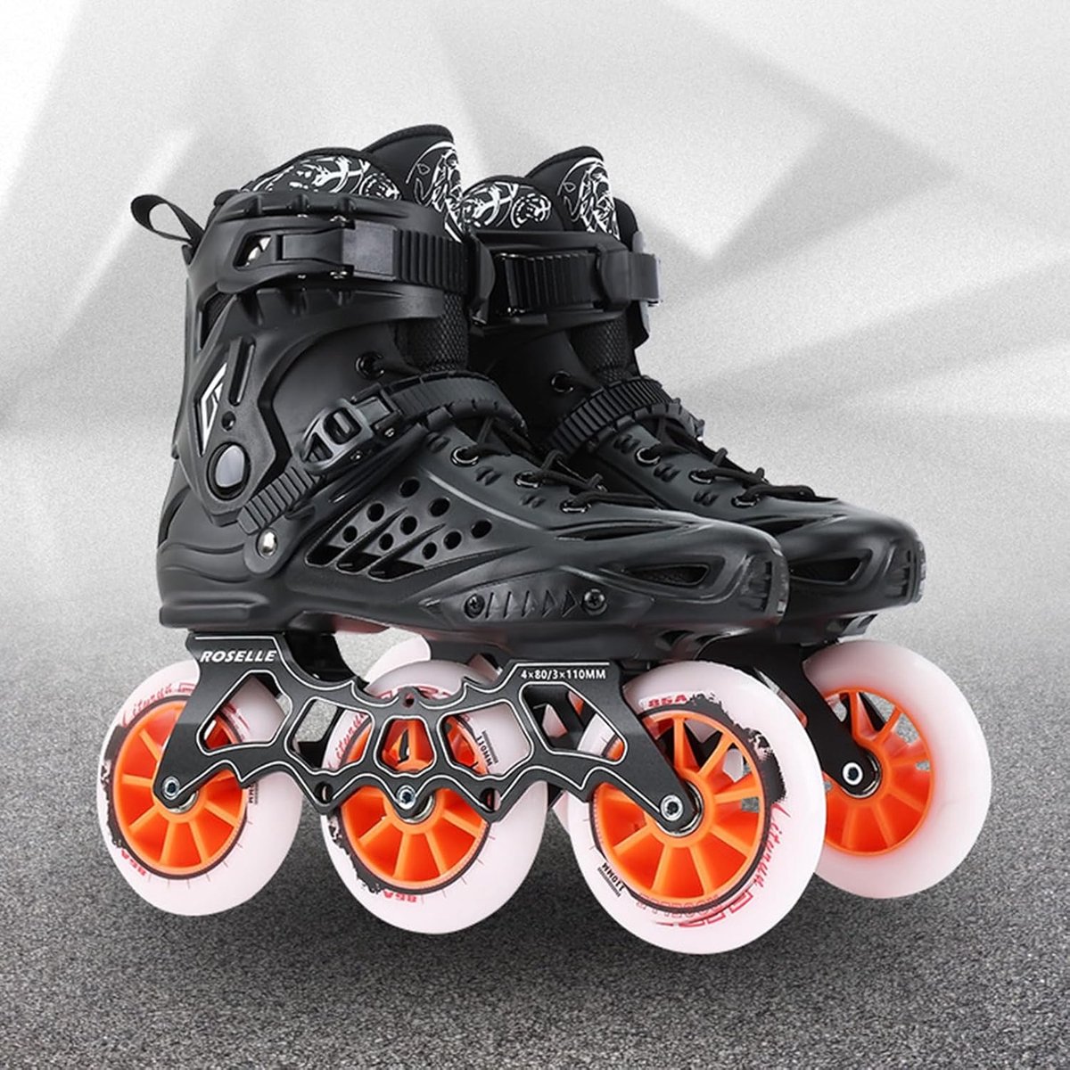 Inline Skates - Rolschaatsen Skeelers - Snel Skaten - Drie Wielen - Maat 42 - Zwart