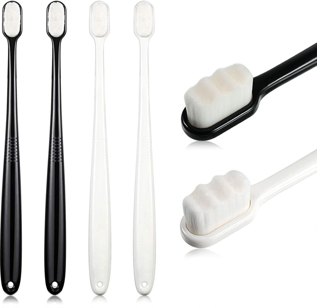 Dailygoods - 4 Stuks Zachte Micro-Nano Handtandenborstel voor Volwassenen en Kinderen - Extra Zacht voor Breekbaar Tandvlees
