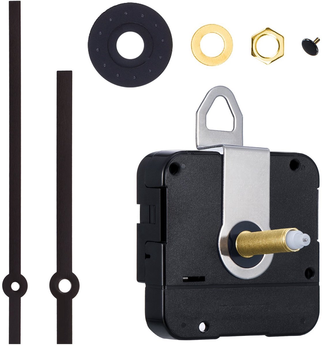 Dailygoods- Uurwerk 31 mm - Klok Reparatieset - DIY Klok - Kwarts Mechanisme - Kunststof/Aluminium - Inclusief Naalden en Ringen - Klokmechanisme
