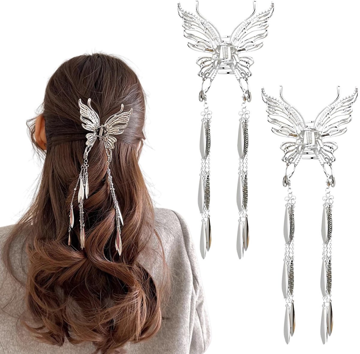 Dailygoods - 2 Elegante Haarspelden met 3D-Kwasten - Mode Accessoires voor Dames
